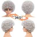 Short Kinky Curly Afro Wig with Bangs Glueless for Black Women Men 70s Disco Bouncy Fluffy Puff Synthetic Heat Resistant Natural Looking Hair for Party Cosplay Daily Use