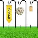 4 Pcs 15 Inch Shepherds Hook for Outdoor Adjustable Bird Feeder Pole Metal Steel Shepard Hooks for Hummingbird Stand Feeder Pole for Garden Plant, Lantern, Hanging Wedding Decor