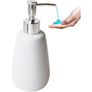 White Hand Soap Dispenser Ceramics Bottles with Elegant Pump Top Bathroom Empty Shampoo Bottles 10oz/300ml