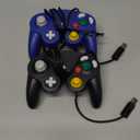 ONE250 2 Pack Classic Shock Joypad Wired Controller, Compatible with Wii NGC Gamecube Game Cube (Black & Blue)