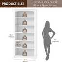 TVU 6-Tier Wooden Bookshelf, 76 Inch Tall Bookshelf with Storage, Floor Standing Modern Style Display Bookcase for Living Room, Office, Study Room, Entryway, White