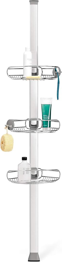 simplehuman 8' Tension Pole Shower Caddy, Stainless Steel and Anodized Aluminum