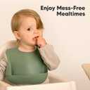 KeaBabies 2-Pack Silicone Bibs for Babies, Toddlers Girl, Boy Sturdy Food-Grade Baby Bibs for Eating, Large Food Catcher, Clean & Put On Easily, Waterproof Toddler Feeding Essentials (Slate)