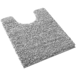 Yimobra Fluffy Toilet Rugs U Shaped, Shaggy Soft Comfortable Non Slip, Water Absorbent Microfiber Bath Mat, Dries Quickly, Machine Washable Thick Bathroom Floor Rugs, 24"x 20", Light Gray and White