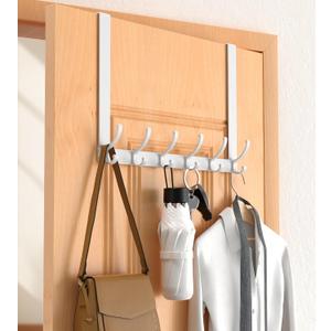 Long Over The Door Hooks Hanger with 15.75" Arms for Easier Access by Shorter, Heavy Duty Door Hanger for Coat, F16U, Fits Standard 1 3/8'' Doors, Towel Racks for Bathroom, White