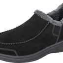 Orthofeet Men's Orthopedic Vito Hands-Free Water-Repellent Faux Fur Lined Slipper (10, Black)