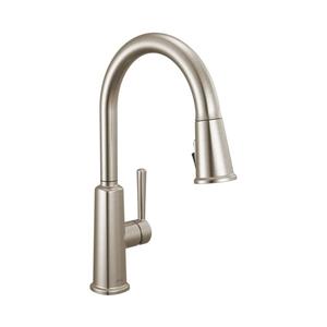 Delta Finnridge Brushed Nickel Kitchen Faucet with Pull Down Sprayer, High Pressure ProClean Spray Modern Single Hole Kitchen Sink Faucet, Stainless 19730LF-SS