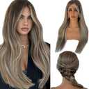 Valiilo 13x6 HD Lace Front Wig Human Hair Balayage Highlight 180% Density 20 Inch Free Part Ombre Brown to Ash Brown Human Hair with 613 Blonde Highlights Wig Pre Plucked