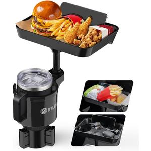 DYLEN Car Cup Holder Tray, Cup Holder Expander Adapter for Car, 9.5 Detachable Car Food Tray Table for Eating, Road Trip Essentials Fits Yeti, Hydro Flask 16-46 oz