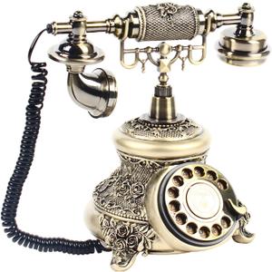 Vintage Rotary Telephone Antique Old Fashion Phone Resin Imitation Copper Retro Dial Landline Phone Decor Handset Turntable Telephone for Home Office (Vintage Bronze)