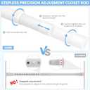 Closet Rods for Hanging Clothes, 17 to 84 Inch Heavy Duty Stepless Adjustable Closet Hanging Rod, 1.3 Inch Diameter Metal Closet Rod for Wardrobes Laundry Bedroom RV, White