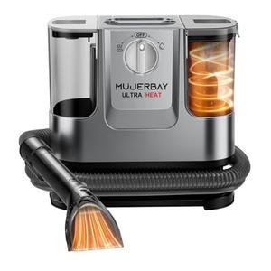 MUJERBAY UltraHeat Carpet Cleaner, Heating & Powerful Upholstery Cleaner Machine,Portable Spot with 360°Wheels, 1.8-inch Deep Stain Warm Rug Cleaner for Car, Stairs, Couches. Black