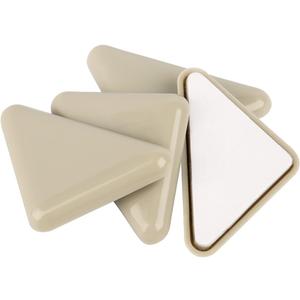 Super Sliders 2" Self-Stick Triangle Furniture Sliders for Carpet, Anti-Slip Adhesive Furniture Moving Pads for Beds, Sofas, Dressers, Set of 4, Beige