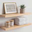 Homeforia 24 inch Natural Floating Shelf, High End Solid Real Wood 24inch Small Floating Shelves for Wall Mounted, Natural Wooden Floating Shelves, Heavy Duty Bracket, 24 X 6.5 X 1.75 in, Set of 2