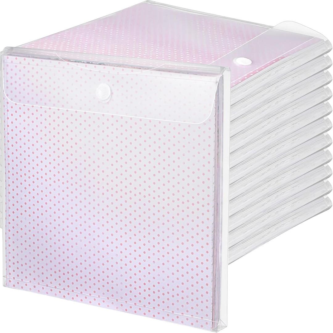 Henoyso 24 Pcs 12 x 12 Scrapbook Paper Storage Organizer Top Loading Plastic Craft Paper Holder Storage Organization for Holding Scrapbook Vinyl Files Photos, Clear