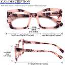 REAVEE 6 Pack Oversized Square Reading Glasses for Women, Blue Light Blocking Large Frame Computer Designer Fashion Readers Spring Hinge with Leather Case, 1.5