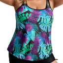 Hanna Nikole Womens Plus Size Tankini Swimsuits Two Piece Tummy Control Bathing Suits Blouson Swim Tank Top with Boy Shorts, 7XL