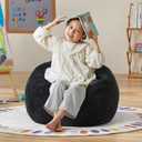 Hobestluk 2.5FT Bean Bag Chair Beanbags Small Bean Bag Chair with Filler Included Teardrop Bean Bag with Removable Cover for Bedroom Living Room (Small, Black)