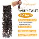 Aksice 12 Inch 8 Packs Yanky Twist Crochet Hair for Women Pre-looped Mini Twist Hair Bohemian Passion Twist Crochet Hair Boho Crochet Braids Synthetic (1BH30)