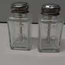 2 Pcs 6 Oz/ 180 ml Clear Pump Dispenser Bottle with Metal Flip Cover Glass Nail Polish Remover Push Down Dispenser Bottle Refillable Push Down Pump Dispenser Press Container for Makeup Remover (Rectangle)