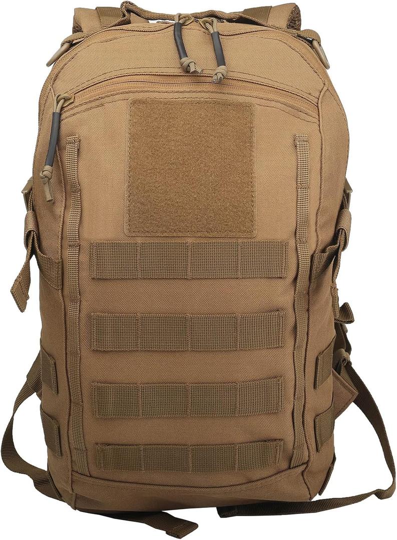 12L Small Backpack Day Pack - Mini Tactical Backpacks Military Daypack Molle Bag Rucksack Bug Out Bag for Hiking Camping Trekking (Tan)