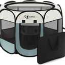 Siedihit Dog Cat Playpen, Puppy Pet Playpen Indoor for Small Dog Crate Tent Cage Outdoor, Portable Pop Up Dogs Enclosure Kennel with Carrying Case for Dogs/ Cats/ Rabbits(Grey, Small)