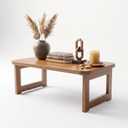 Japanese Floor Table, Folding Low Coffee Table for Sitting on Floor, Walnut Bamboo Tea Table with Thickened Legs & Desktop, Portable Meditation Table for Bay Window, Laptop Desk, 26.4"x14.6", 26.4" x 14.6" x 11.8"