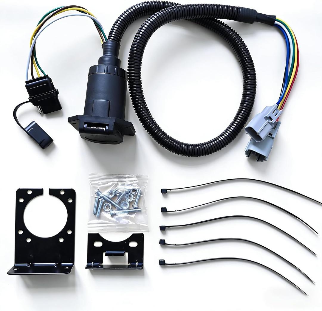 7-Blade and 4-Flat Trailer Wiring Harness for Toyota Tundra 2007-2013 - Complete Vehicle-Side T-Connector Kit, Factory Tow Package Required, Replace OE# 43395