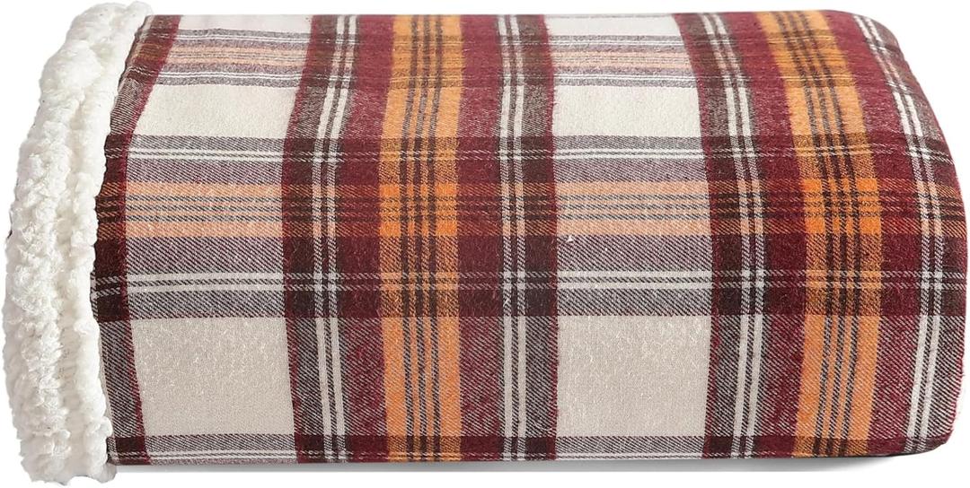 Eddie Bauer - Throw Blanket, Reversible Sherpa Fleece Bedding, Home Decor for All Seasons (Edgewood Red, Throw)