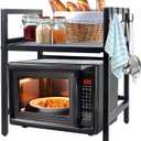 Microwave Oven Rack,Microwave standm,Adjustable Shelf with Hooks,100lb Capacity,Microwave Shelf,Microwave Rack,Kitchen Microwave Stand,Microwave Stand with Storage,Microwave Stand countertop