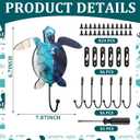DoubleFill 6 Pcs Sea Turtle Wall Hooks Wooden Towel Hooks Decorative Hawaiian Tropical Wall Hangers Vintage Summer Towel Hangers Decor for Beach Pool Bathroom Bedroom Decoration