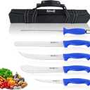 Stainless Steel Camping Knife - 5 PCS Chef Knives with Roll Bag, Kitchen Knife Set for Cutting Meat, Fruits & Vegetables (Blue)
