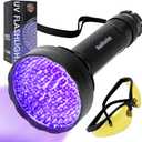 UV Flashlight Black Light, Ultra Bright 100 LED 395 nM Ultraviolet Blacklight Detector with UV Protective Glasses for Dry Pet Dog Cat Urine Stains, Scorpions Air Conditioner AC UV Dye Leak