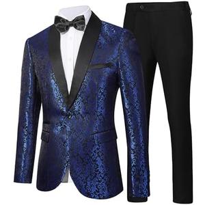 Men's Floral Dinner Party Prom Wedding Stylish Tuxedo Suits for Men One Button Dinner Jacket Pants Set XL