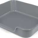 2 Pack of Extra Large Cat Litter Box (ABS Material), Low Entry Senior Litter Pen for Geriatric Kitty Big Cats, Jumbo Pet Safe Litter Boxes Tray for Indoor Pets Potty (Gray, 24" L x 20" W)