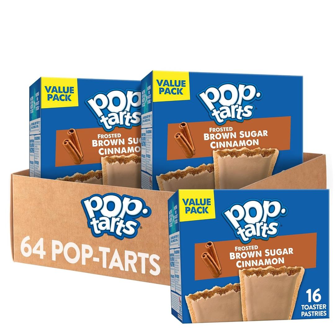Pop-Tarts Toaster Pastries, Breakfast Foods, Kids Snacks, Value Pack, Frosted Brown Sugar Cinnamon (64 Pop-Tarts) (EXP 06/06/27)