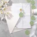 UNIQOOO Wax Seal Stickers - 3D Flower Wedding Invitation Envelope Seal Sticker, 50 Pcs Self- Adhesive Sage Green Floral Stickers, Perfect for Invitation, Christmas, Gift Wrapping