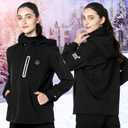 Women's Heated Jacket with Battery Pack 12V 5 in 1 Smart Control Battery Heated Jacket for Women with 6 Heated Zones (Black)