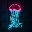 LED Decorative Lights USB Mountains Sunrise Sunset Led Neon Signs Home Decoration Wall Art Holiday Gift Brightness Adjustable 15.7''x15'' (Jellyfish Pink)