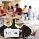7 Pcs Stainless steel coffee beverage table tent signs Double sided metal tea sign for Cafe Coffee bar Party Buffet Restaurant Indoor Outdoor Table Display Signs 2.95 x 1.57Inch
