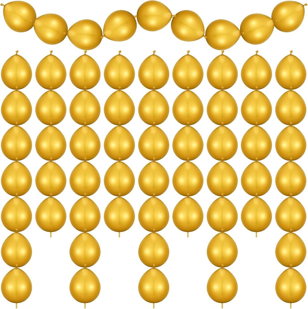 Skylety 80 Pieces Needle Tail Balloons Latex Link Needle Tail Balloons for Birthday Party Wedding Anniversary Graduation Arch Party Decorations(10 Inches,Gold)