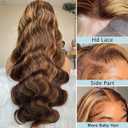 Veally Body Wave Highlight Lace Front Wigs for Black Women 13X4X1 HD Transparent Lace Front Wigs with Pre Plucked Natrural Hairline and Baby Hair for Women (Brown Mix Blonde)