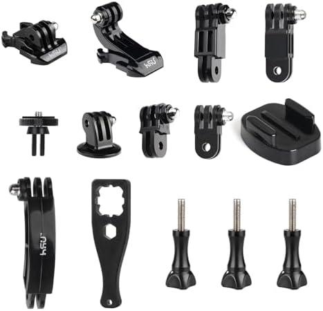 HSU Basic Adapter Grab Bag for GoPro - 13pcs Kit Including Quick Release Buckle, J-Hook Buckle, 3-Way Pivot Arms, Tripod Mount, Curved Extension Arm and Thumbscrews
