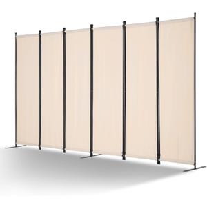 VEVOR Room Divider, 6 Panel Room Divider, Folding Privacy Screen and Portable Partition Divider for Room Separation, Freestanding Room Partitions for Office, Bedroom, Study, Beige