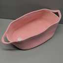 OIAHOMY Woven Basket, Gift Basket Empty with Gift Bags and Ribbons, Rope Baskets for Baby Showers, Storage Baskets with Handles for Nursery, Pet Toy Organizer - Pink (Medium: 13.5L*10W*6H)