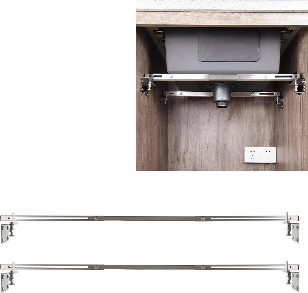 CPT-4 Undermount Sink Supports Brackets Adjustable Stainless Steel Installation Kit for Heavy Duty Undermount Kitchen Sink (36-51 inches（91-130cm）)