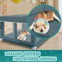 XVISHX 42x42 Inch Puppy Playpen with Cover, Dog Playpen for Puppies or Small Dogs, Pet Playpen for Indoor & Outdoor, Sturdy DogPen with Thickened Fabric, High-Strength Nylon Wire Mesh, Bluish Green