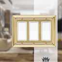 Monarch Abode Rocker Light Switch Cover Plate – 3-Gang Brushed Gold Decorator Wall Plates, Architectural Decorative Outlet Covers Wall Plates for Receptacle, GFCI Electric Outlet Cover, Pack of 1