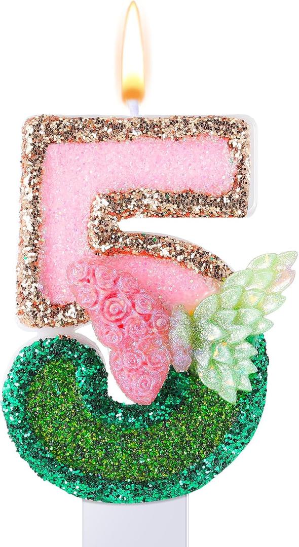Pink Green Birthday Candles Witch Princess Theme Party Decorations Butterfly Cake Toppers Cupcake Toppers for Party Supplies Wedding Anniversary Decor(5)
