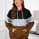 Women's Waffle Color Block Pullover Sweatshirts Hoodies Drawstring Hooded Sweatshirt for Women Trendy (XS)